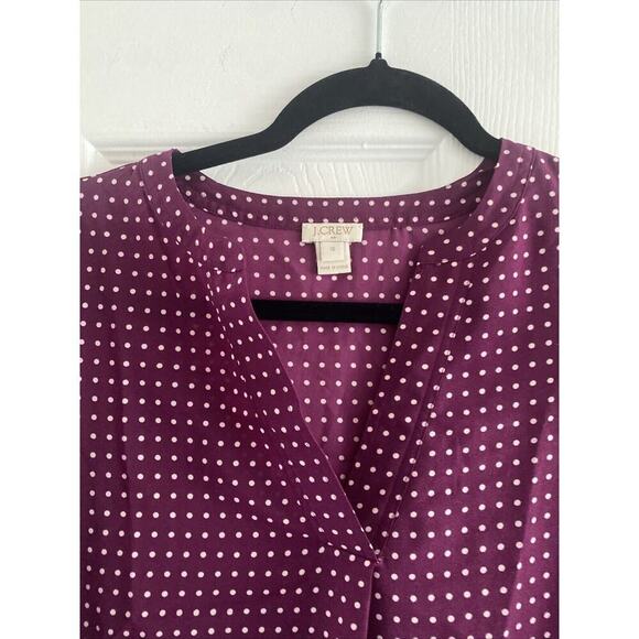 J.Crew Women's 10 Purple Polka Dot Blouse Cap Sleeve Career Work Top Spring - Picture 2 of 5